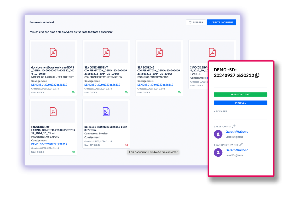 CocoonOPS Documents Screen